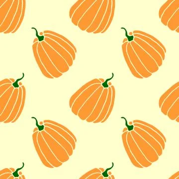 Seamless pattern of orange pumpkins. Background and texture. Symbol autumn, c Stock Illustration