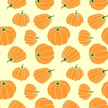 Seamless pattern of orange pumpkins. Background and texture. Symbol autumn, c Stock Illustration