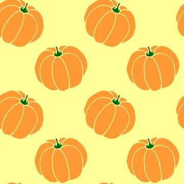 Seamless pattern of orange pumpkins. Background and texture. Symbol autumn, c Stock Illustration