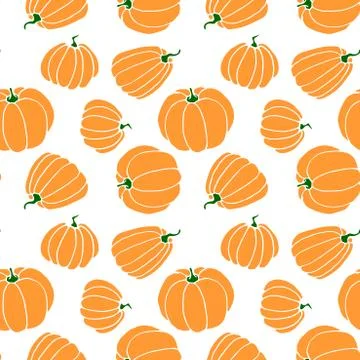 Seamless pattern of orange pumpkins. Background and texture. Symbol autumn, c Stock Illustration