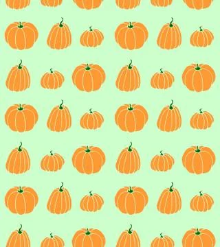 Seamless pattern of orange pumpkins. Background and texture. Symbol autumn, c Stock Illustration