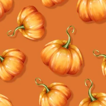 Seamless pattern with orange pumpkins Stock Illustration