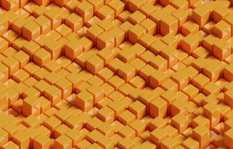 Seamless pattern of orange quadrangular prisms. Abstract background. 3d illus Stock Illustration