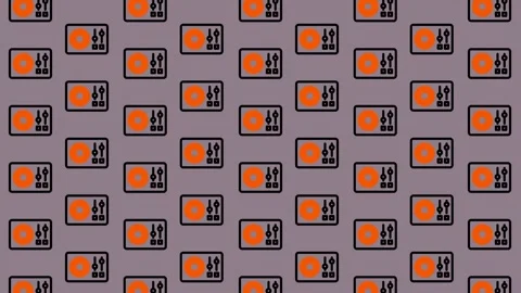 Seamless Pattern of Orange Rectangles with Black Outlines and Internal Deta.. Stock Footage 325391177