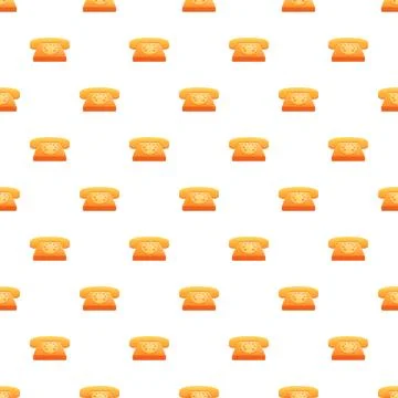 Seamless pattern with orange retro rotary telephones 스톡 일러스트