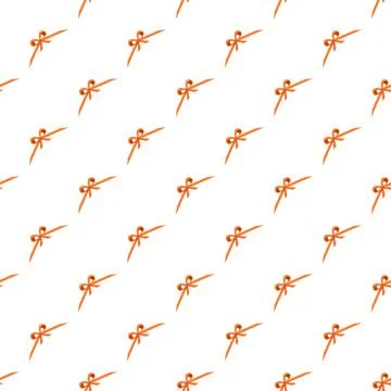 Seamless pattern with orange ribbon bows on white background Stock Illustration