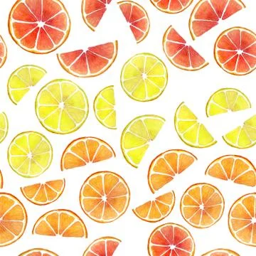 Seamless pattern with orange slice and lemon slice and grapefruit slice. Fruit Stock Illustration