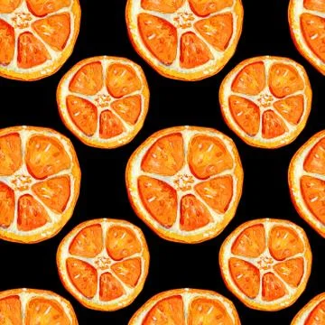 Seamless pattern with orange slices. Stock Illustration