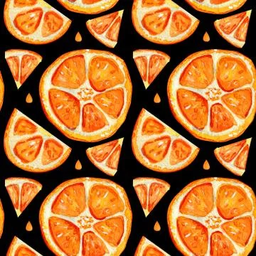 Seamless pattern with orange slices. Stock Illustration