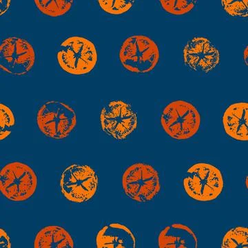 Seamless pattern of orange slices print in modern style. Hand drawn vector Illustrazione stock
