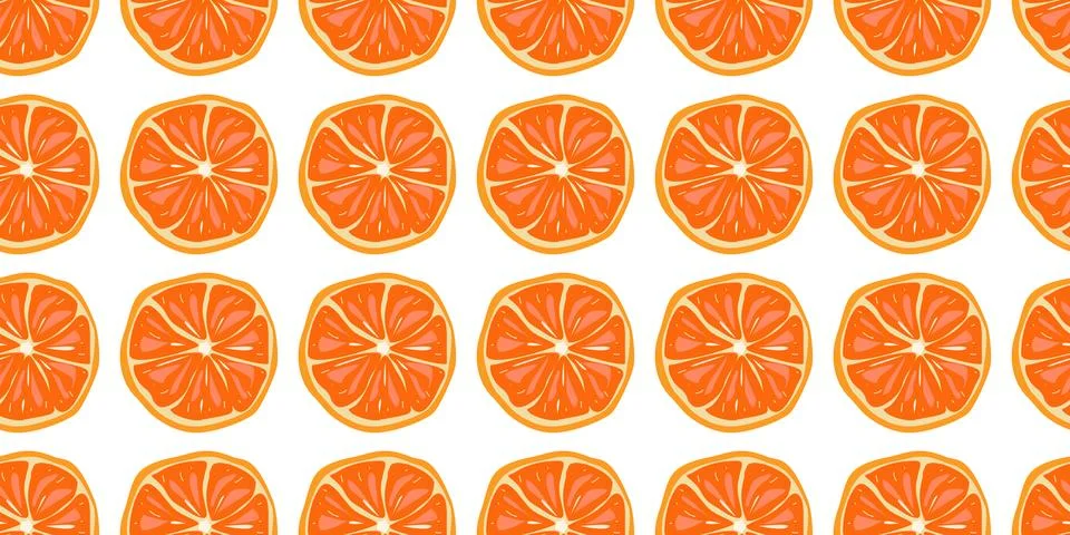 Seamless pattern of orange slices on white background Stock Illustration