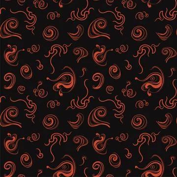 Seamless pattern orange smoke on a black background. Vector Stock Illustration