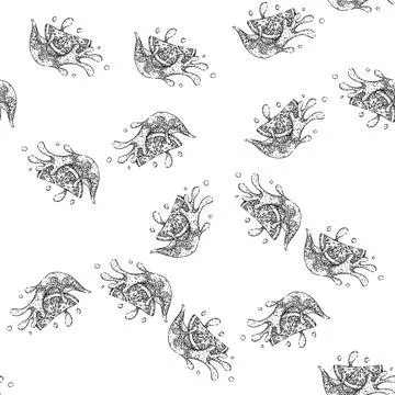 Seamless pattern orange splash juice sketch hand drawn Illustrazione stock