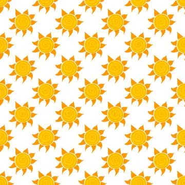 Seamless pattern with orange sun Stock Illustration