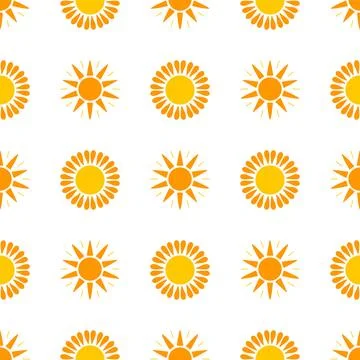 Seamless pattern with orange sun Stock Illustration