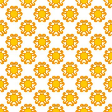 Seamless pattern with orange sun Stock Illustration