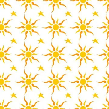 Seamless pattern with orange sun Stock Illustration