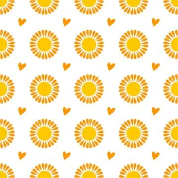 Seamless pattern with orange sun Stock Illustration