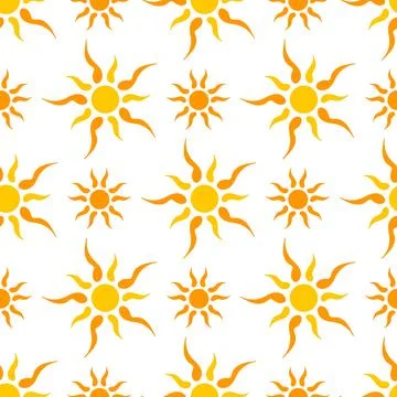 Seamless pattern with orange sun Stock Illustration