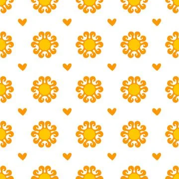 Seamless pattern with orange sun Stock Illustration