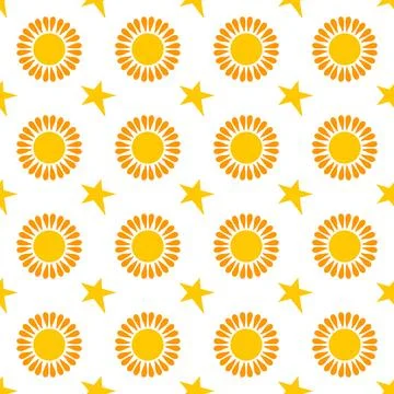 Seamless pattern with orange sun Stock Illustration