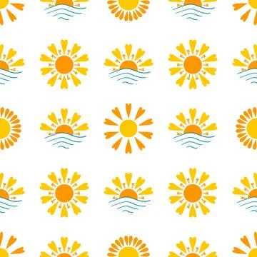 Seamless pattern with orange sun Stock Illustration
