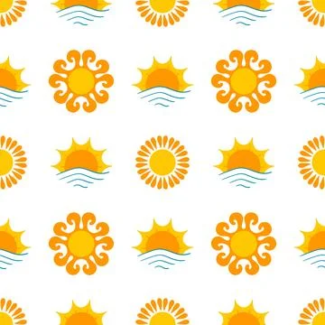Seamless pattern with orange sun Stock Illustration