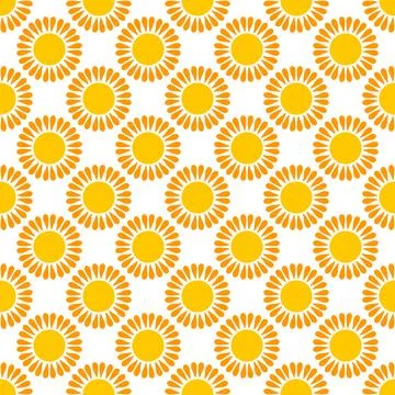Seamless pattern with orange sun Stock Illustration
