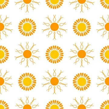 Seamless pattern with orange sun Stock Illustration