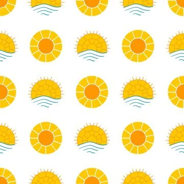Seamless pattern with orange sun Stock Illustration