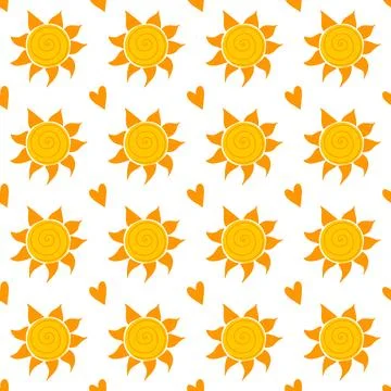 Seamless pattern with orange sun Stock Illustration