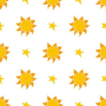 Seamless pattern with orange sun Stock Illustration