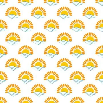 Seamless pattern with orange sun Stock Illustration