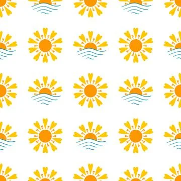 Seamless pattern with orange sun Stock Illustration