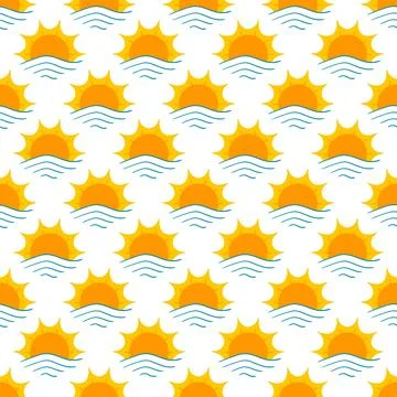 Seamless pattern with orange sun Stock Illustration