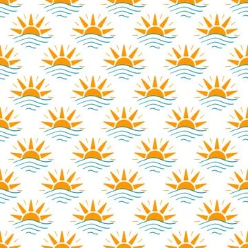 Seamless pattern with orange sun Stock Illustration