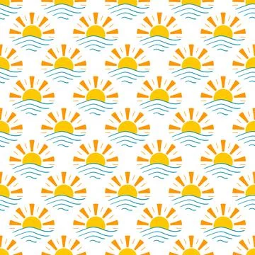 Seamless pattern with orange sun Stock Illustration