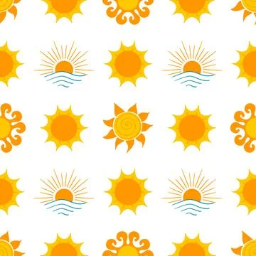 Seamless pattern with orange sun Stock Illustration