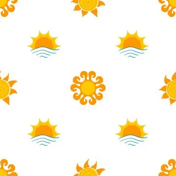 Seamless pattern with orange sun Stock Illustration
