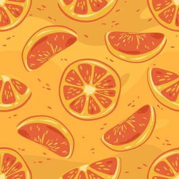Seamless pattern. Orange, tangerine, citrus slice. Stock Illustration