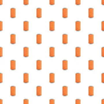 Seamless pattern with orange thread spools for sewing Stock Illustration