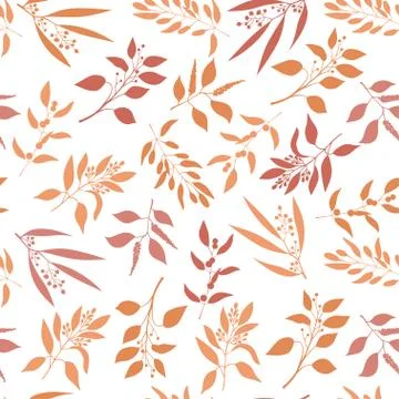 Seamless pattern with orange twigs silhouette Stock Illustration