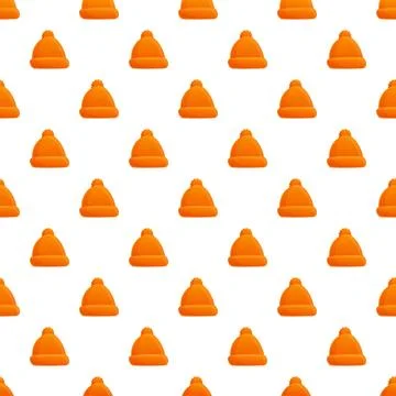 Seamless pattern with orange winter knit beanies Illustrazione stock