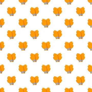 Seamless pattern of orange work gloves for protection Illustrazione stock