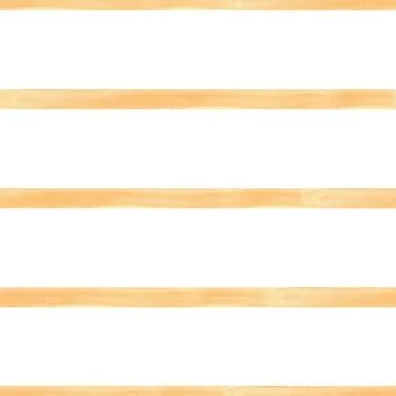 Seamless pattern with Orange Yellow and golden beige watercolor stripes. Hand Stock Illustration