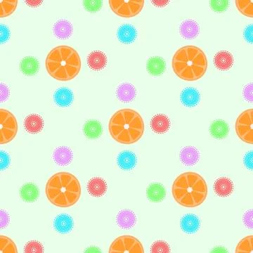 Seamless pattern with oranges and patterns Stock Illustration