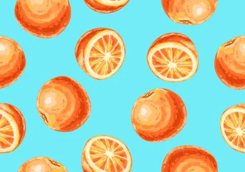 Seamless pattern with oranges and slices. Stock Illustration