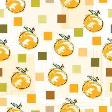 Seamless pattern with oranges and squares Stock Illustration