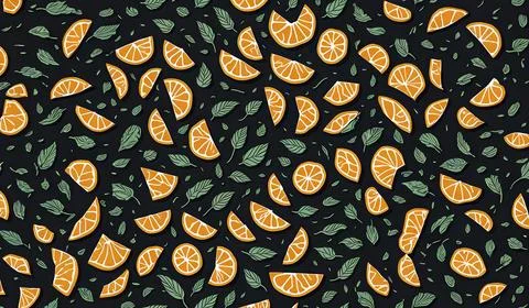 Seamless pattern of oranges Stock Illustration