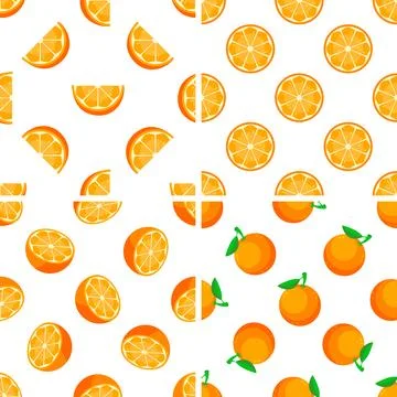 Seamless pattern with oranges, slices and halves creating a vibrant citrus Stock Illustration